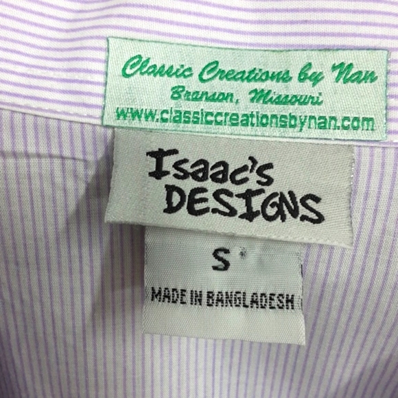 Button Up Shirt Purple Stripe NWT Sz S Embellished Butterfly Issac's Designs - Picture 5 of 13